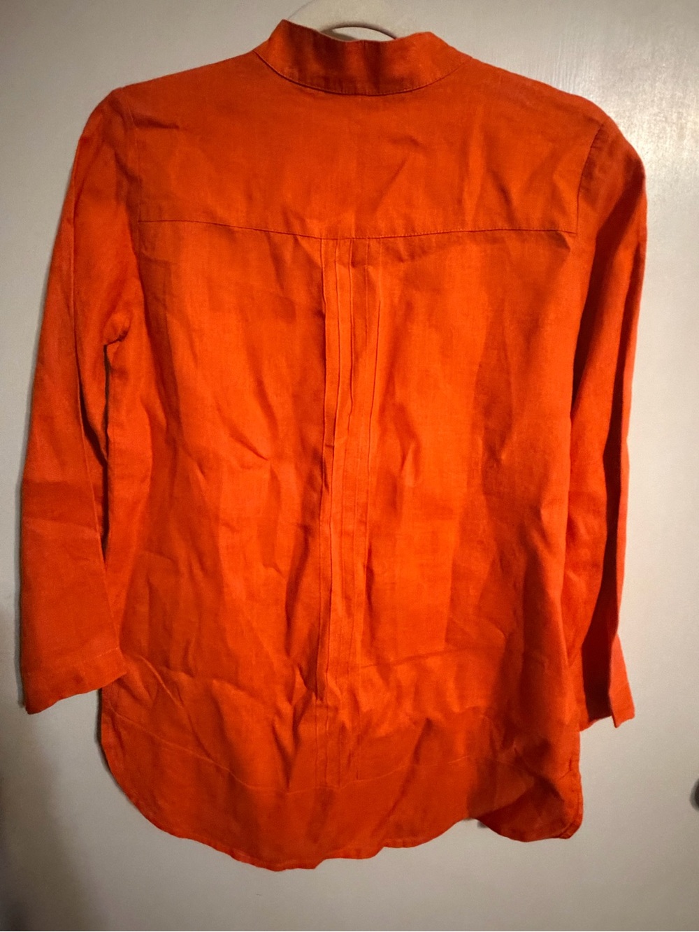 The Diva Collection Orange Pintuck Button Front Blouse XS Linen Look 3/4 Sleeve - Picture 10 of 12